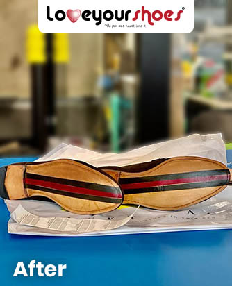 Gucci Stripes Hand Painted after Full Shoe Sole Replacement 2